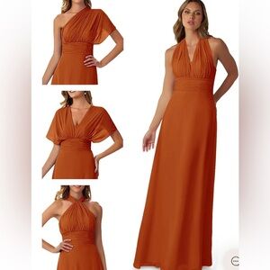 AZAZIE FIFI Paprika A-Line Strapless Chiffon Convertible maxi Dress burnt orange